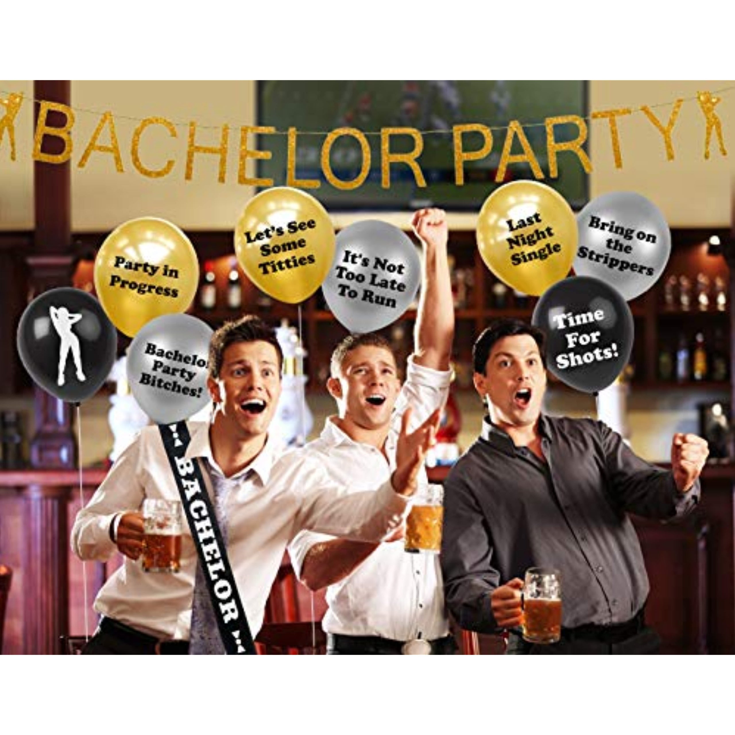 Brosash Bachelor Party Banner Gold Sexy Stripper Bachelor Banner Bachelorette Party